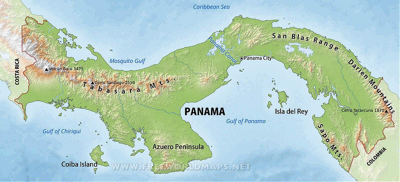Map of Panama in Central America